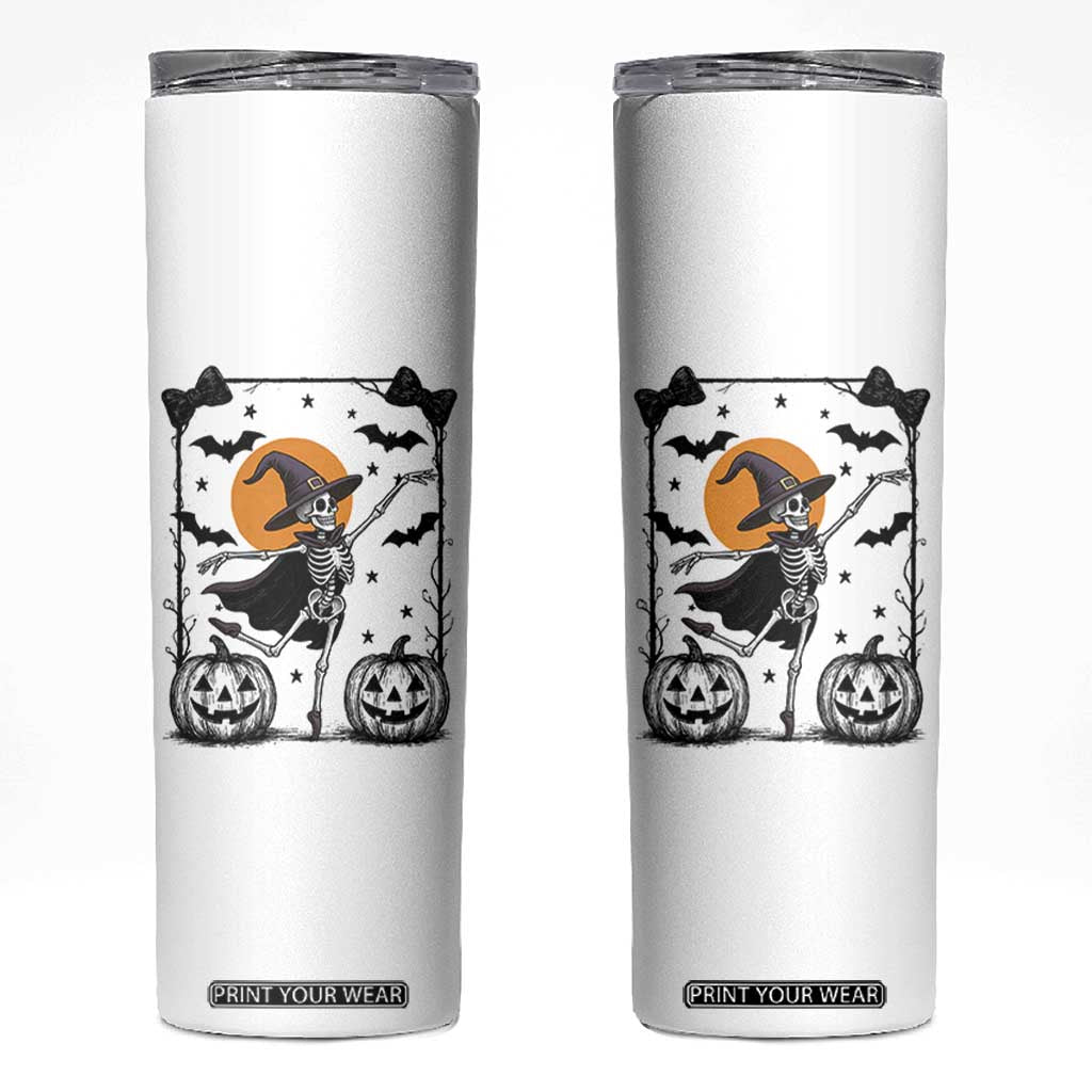 Funny Skeleton Witches Dance Ballet Skinny Tumbler Halloween Gift TS12 White Print Your Wear