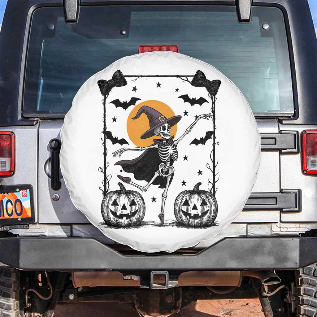 Funny Skeleton Witches Dance Ballet Spare Tire Cover Halloween Gift TS12 No hole White Print Your Wear