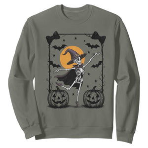 Funny Skeleton Witches Dance Ballet Sweatshirt Halloween Gift TS12 Military Green Print Your Wear