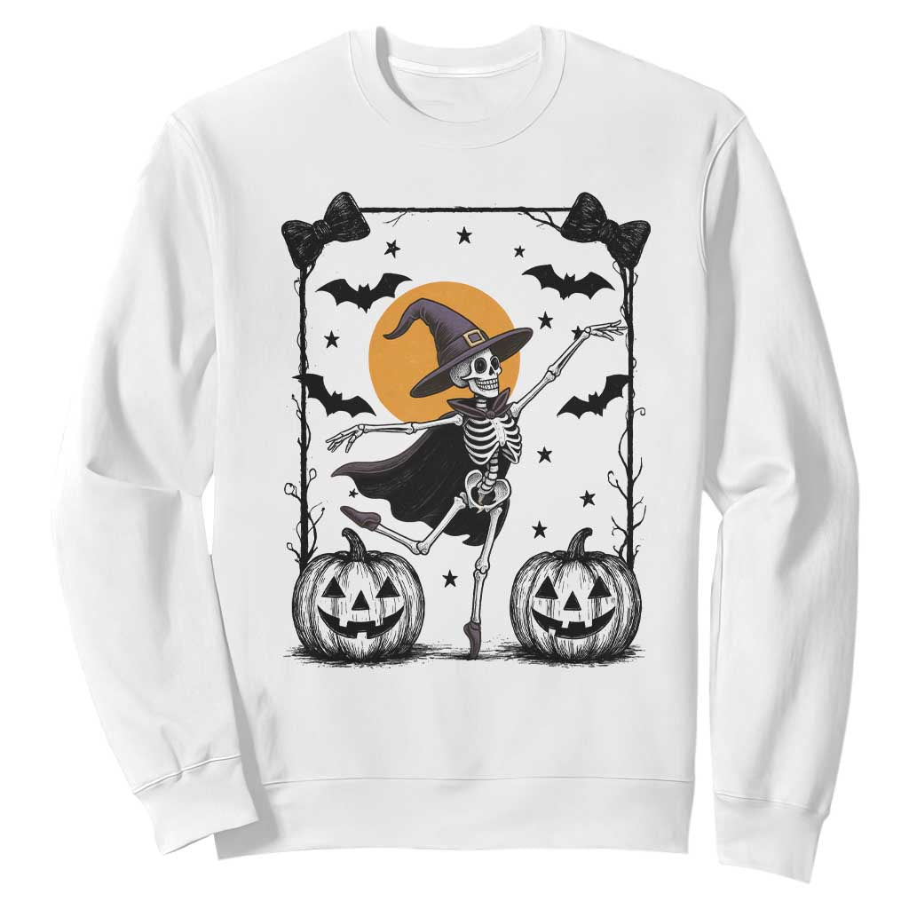 Funny Skeleton Witches Dance Ballet Sweatshirt Halloween Gift TS12 White Print Your Wear