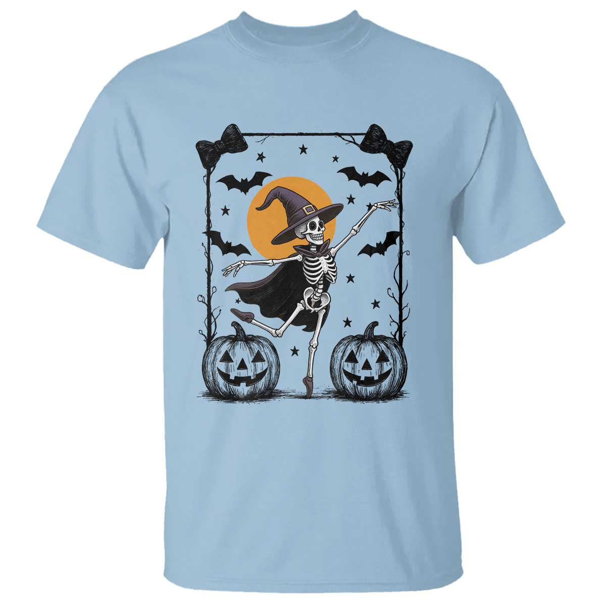 Funny Skeleton Witches Dance Ballet T Shirt Halloween Gift TS12 Light Blue Print Your Wear