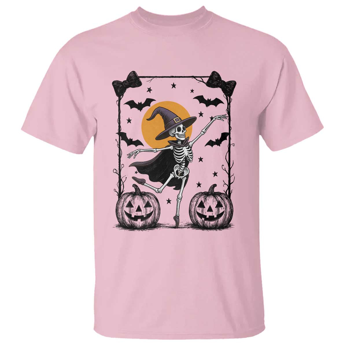 Funny Skeleton Witches Dance Ballet T Shirt Halloween Gift TS12 Light Pink Print Your Wear