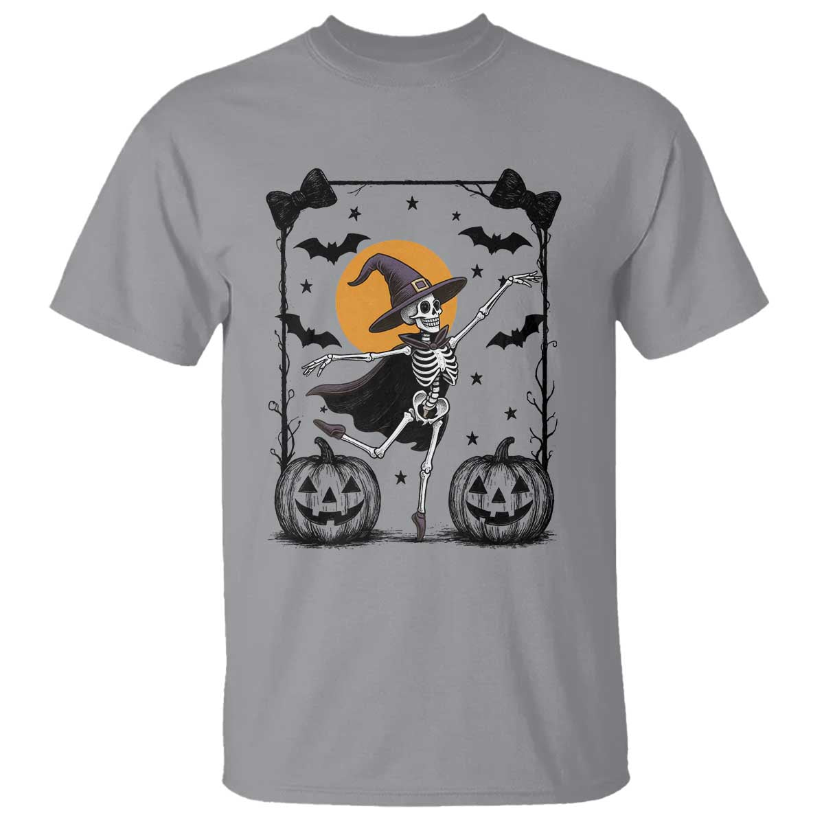 Funny Skeleton Witches Dance Ballet T Shirt Halloween Gift TS12 Sport Gray Print Your Wear