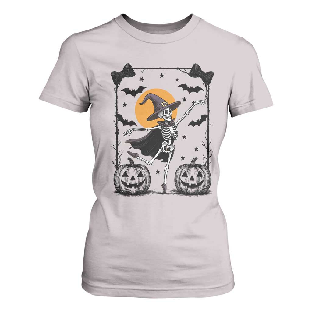 Funny Skeleton Witches Dance Ballet T Shirt For Women Halloween Gift TS12 Ice Gray Print Your Wear