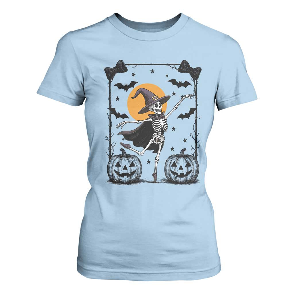 Funny Skeleton Witches Dance Ballet T Shirt For Women Halloween Gift TS12 Light Blue Print Your Wear