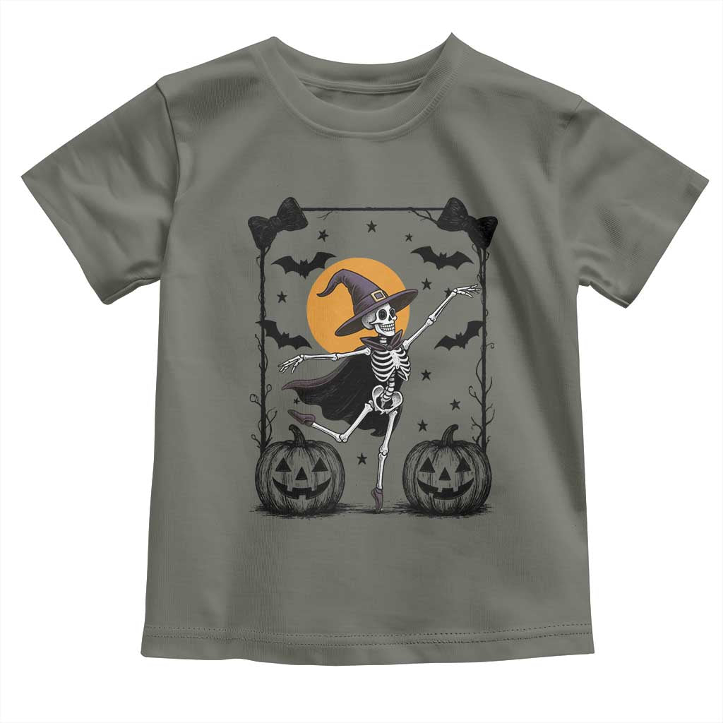 Funny Skeleton Witches Dance Ballet Toddler T Shirt Halloween Gift TS12 Military Green Print Your Wear