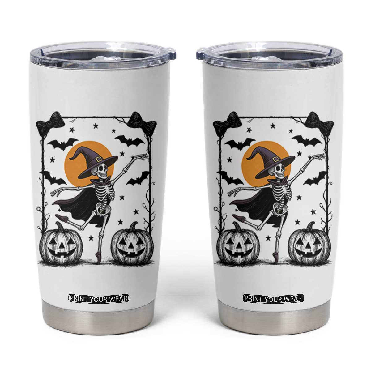 Funny Skeleton Witches Dance Ballet Tumbler Cup Halloween Gift TS12 White Print Your Wear