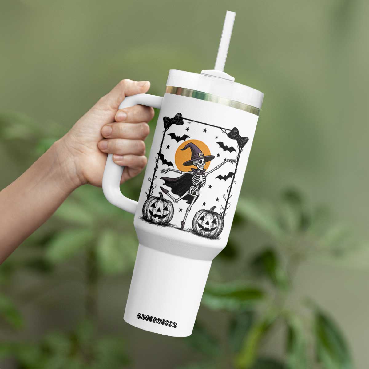 Funny Skeleton Witches Dance Ballet Tumbler With Handle Halloween Gift TS12 Print Your Wear