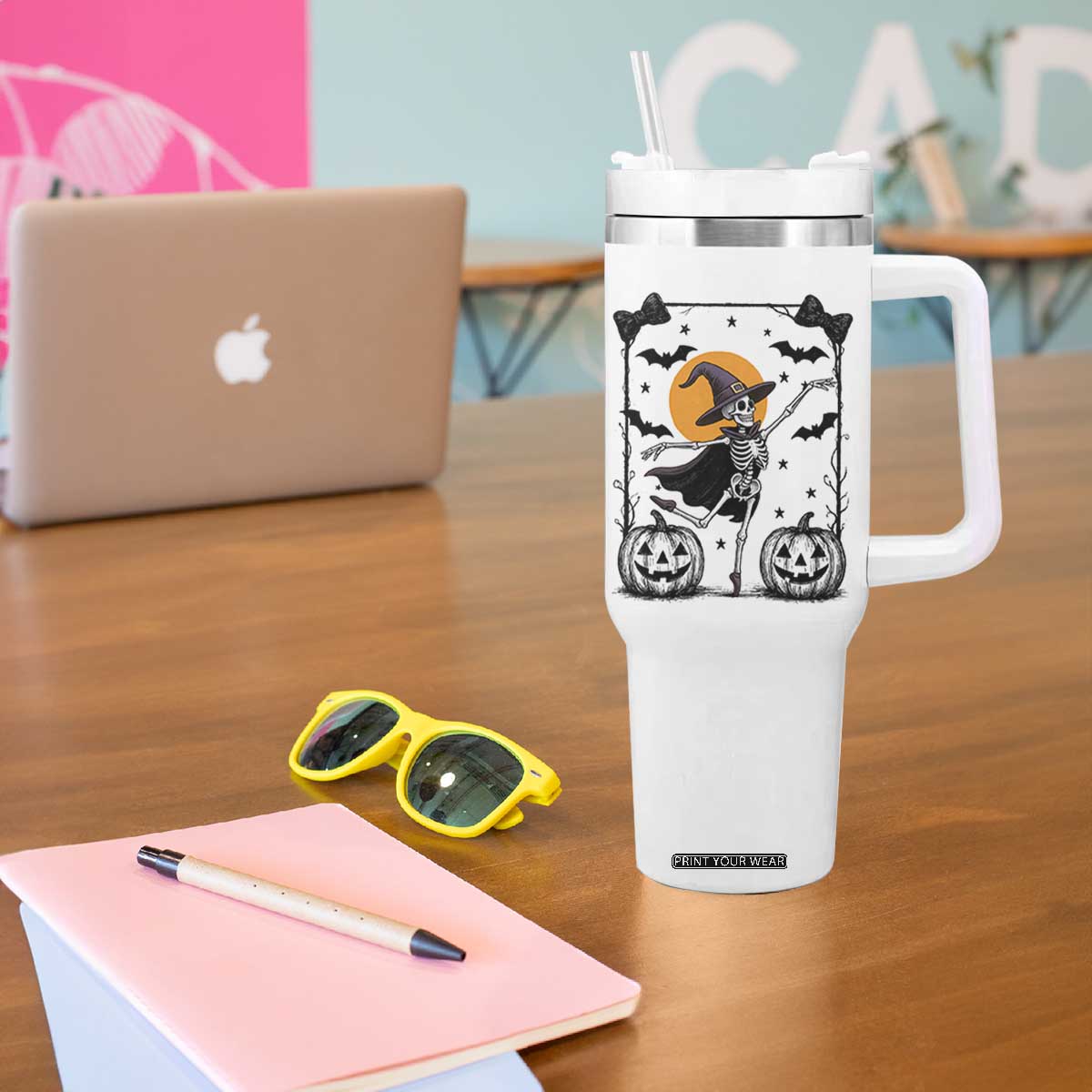 Funny Skeleton Witches Dance Ballet Tumbler With Handle Halloween Gift TS12 Print Your Wear