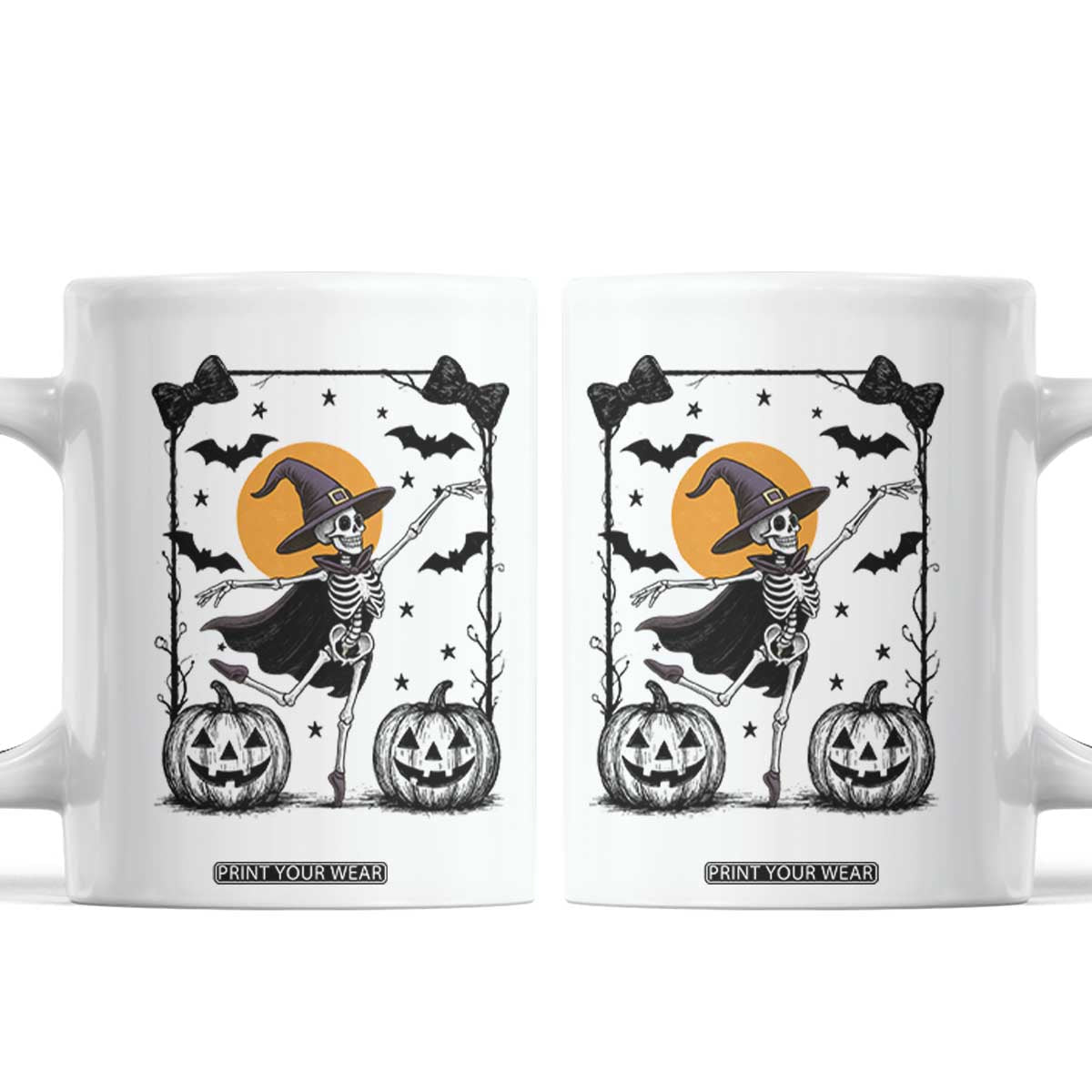 Funny Skeleton Witches Dance Ballet Coffee Mug Halloween Gift TS12 White Print Your Wear