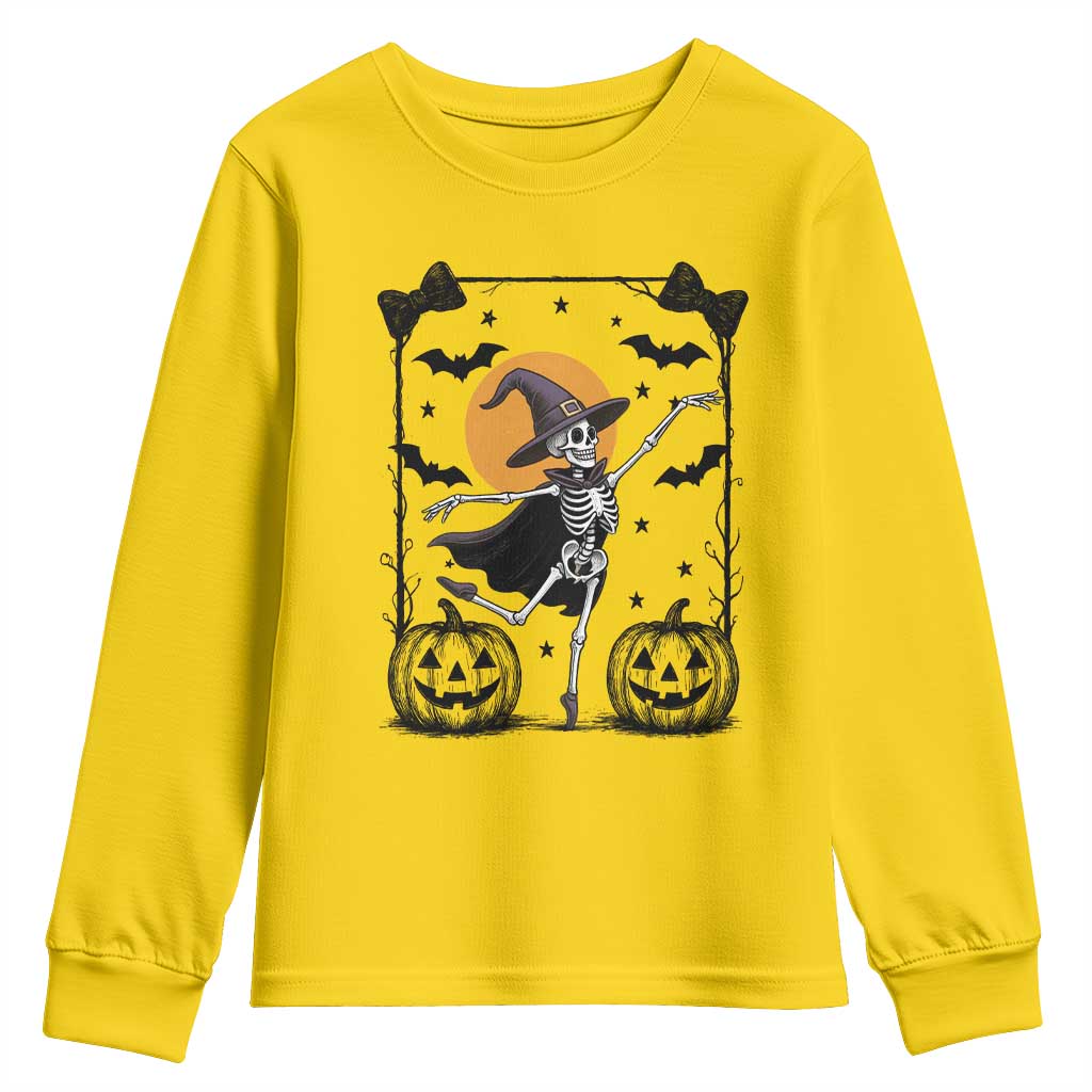 Funny Skeleton Witches Dance Ballet Youth Sweatshirt Halloween Gift TS12 Daisy Print Your Wear
