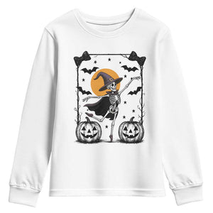 Funny Skeleton Witches Dance Ballet Youth Sweatshirt Halloween Gift TS12 White Print Your Wear