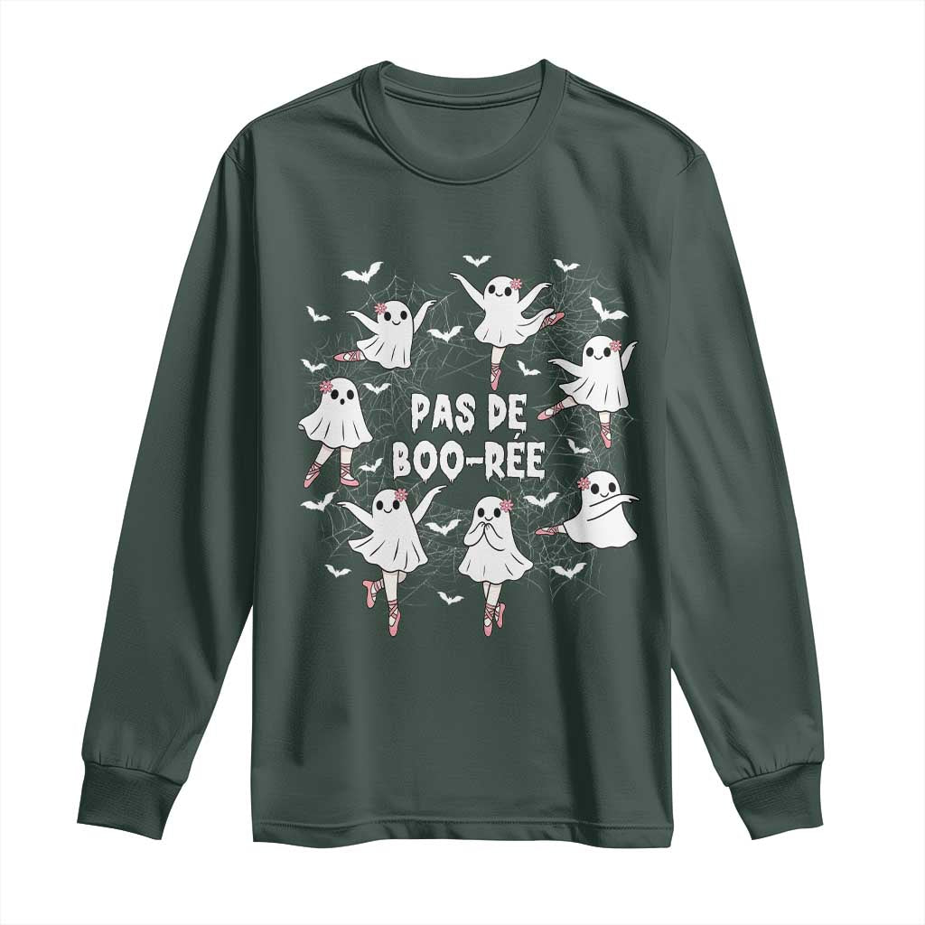 Halloween Ballet Ghost Long Sleeve Shirt Pas De Boo Ree Gift TS12 Dark Forest Green Print Your Wear