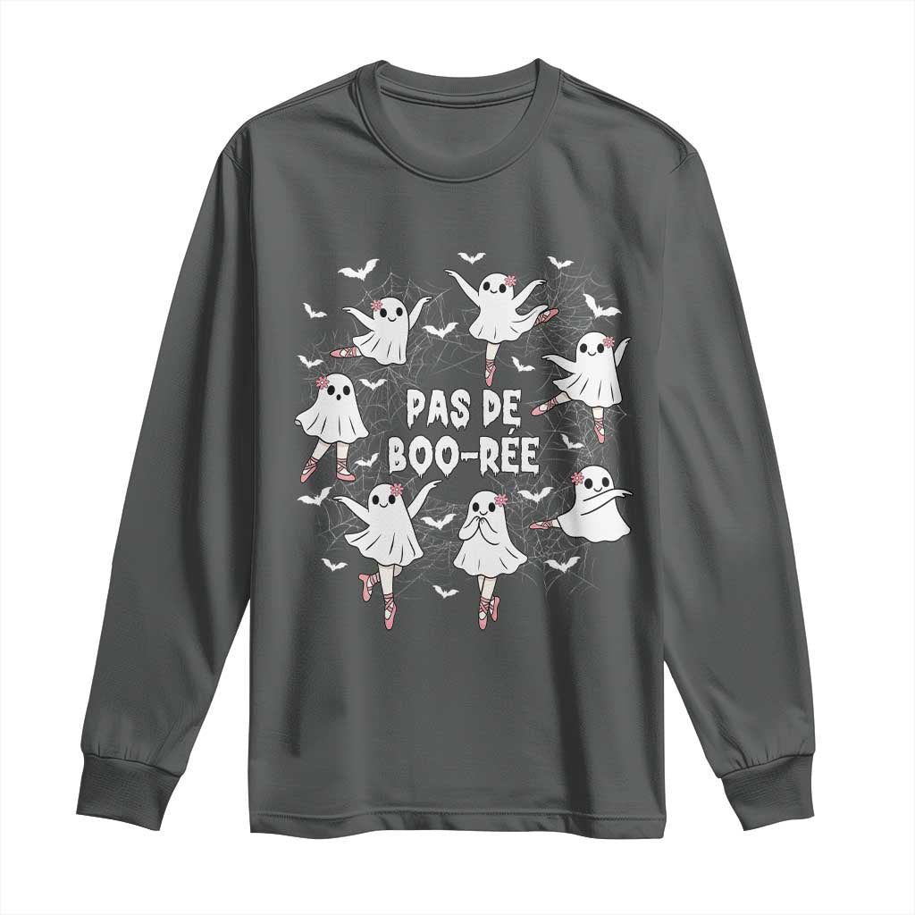 Halloween Ballet Ghost Long Sleeve Shirt Pas De Boo Ree Gift TS12 Dark Heather Print Your Wear