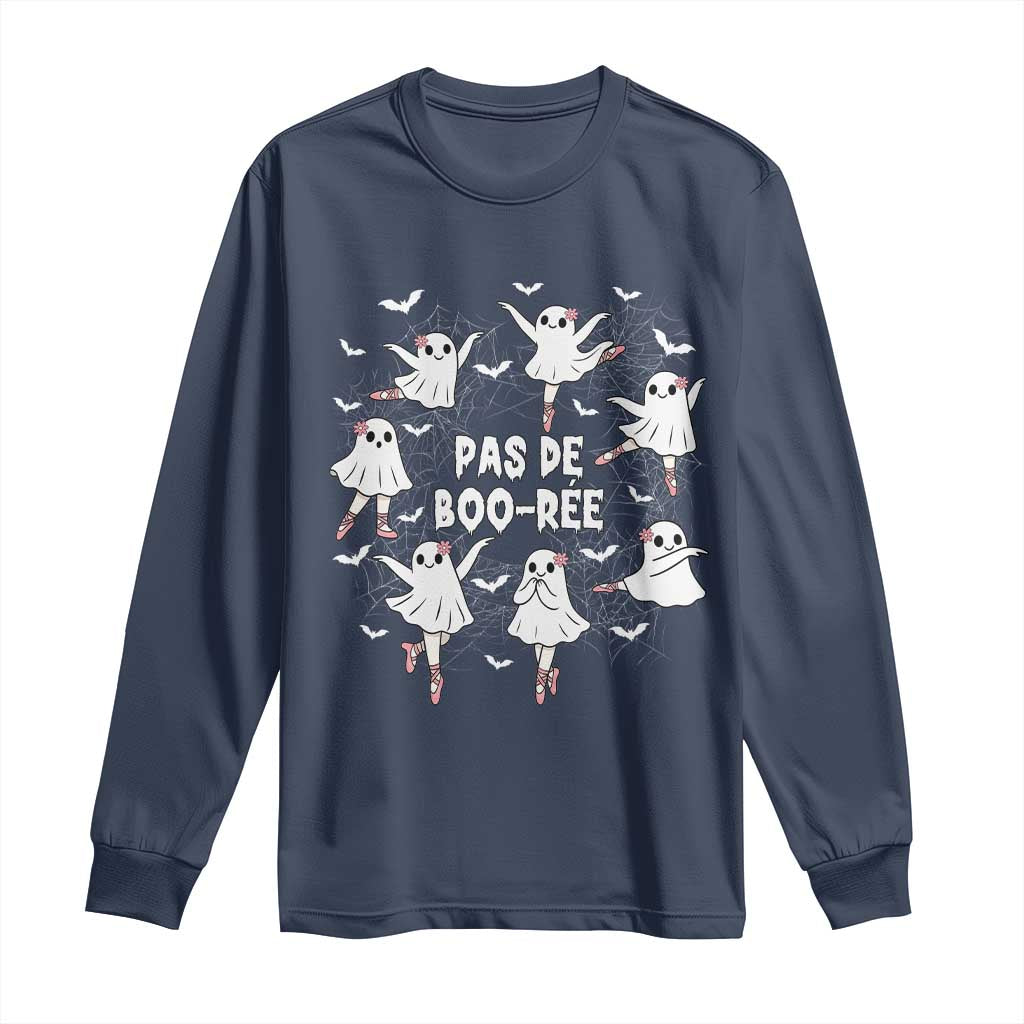 Halloween Ballet Ghost Long Sleeve Shirt Pas De Boo Ree Gift TS12 Navy Print Your Wear