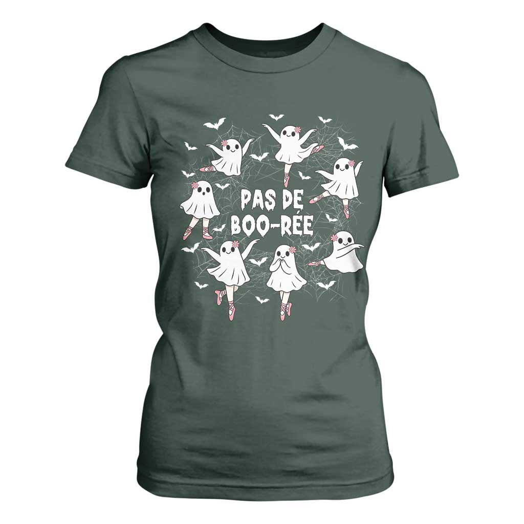 Halloween Ballet Ghost T Shirt For Women Pas De Boo Ree Gift TS12 Dark Forest Green Print Your Wear