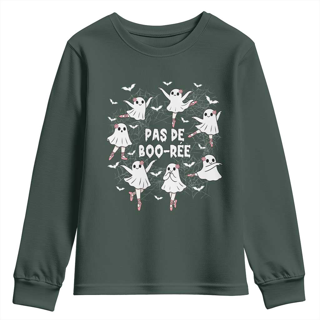 Halloween Ballet Ghost Youth Sweatshirt Pas De Boo Ree Gift TS12 Dark Forest Green Print Your Wear