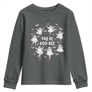 Halloween Ballet Ghost Youth Sweatshirt Pas De Boo Ree Gift TS12 Dark Heather Print Your Wear