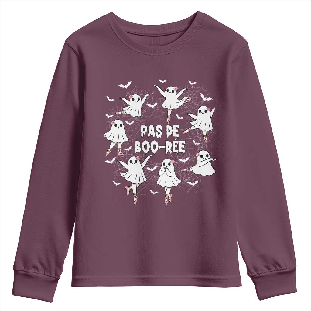 Halloween Ballet Ghost Youth Sweatshirt Pas De Boo Ree Gift TS12 Maroon Print Your Wear
