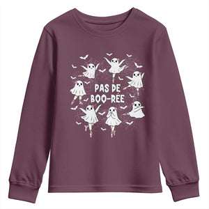 Halloween Ballet Ghost Youth Sweatshirt Pas De Boo Ree Gift TS12 Maroon Print Your Wear
