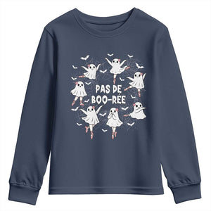 Halloween Ballet Ghost Youth Sweatshirt Pas De Boo Ree Gift TS12 Navy Print Your Wear