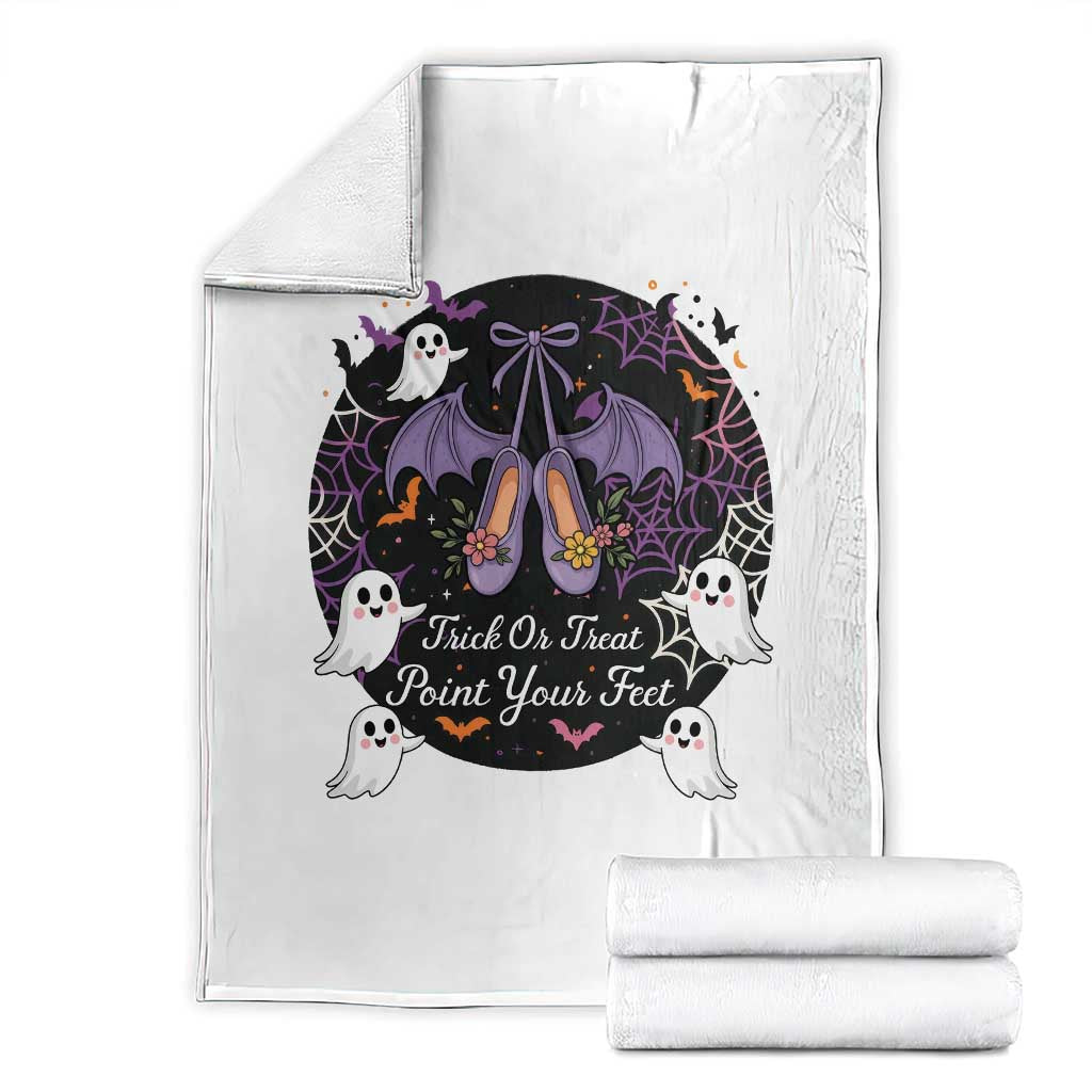 Trick Or Treat Point Your Feet Throw Blanket Funny Halloween Ballet Gift TS12 White Print Your Wear