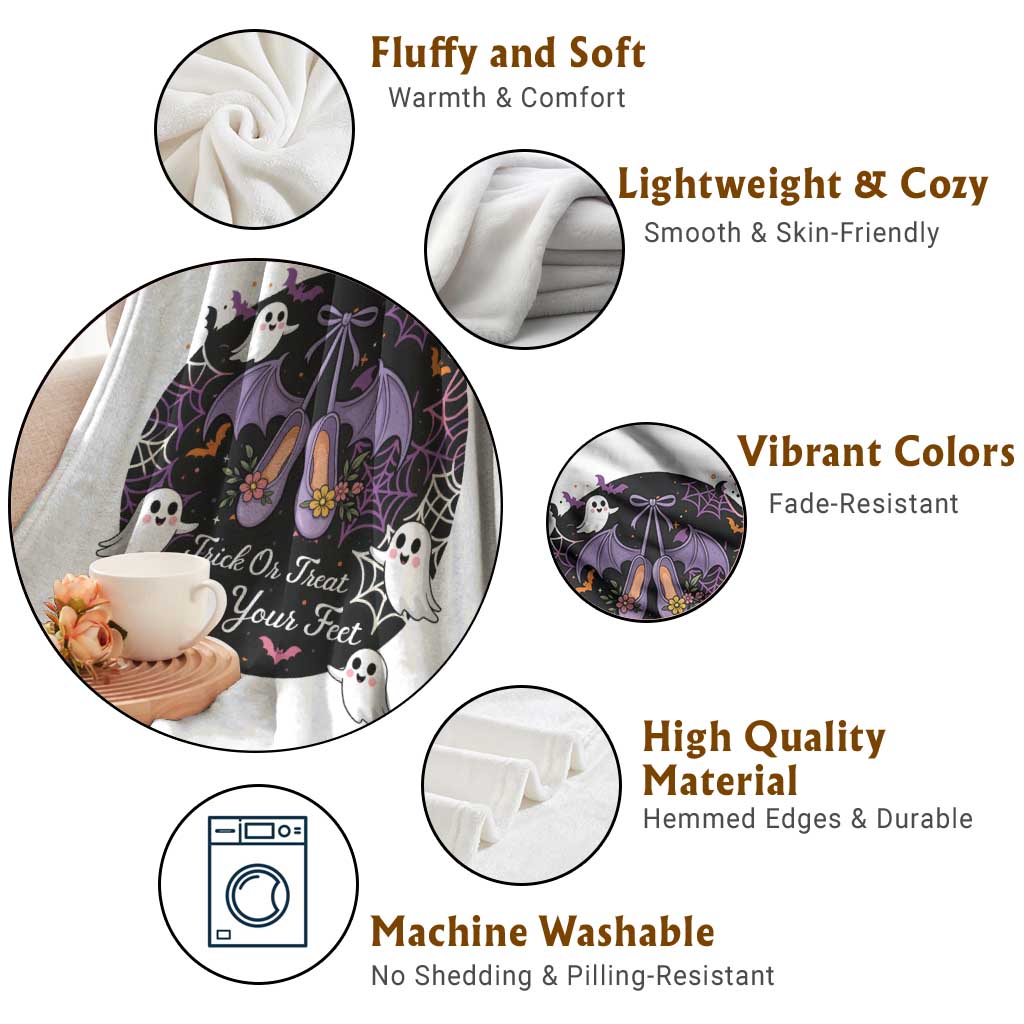 Trick Or Treat Point Your Feet Throw Blanket Funny Halloween Ballet Gift TS12 Print Your Wear