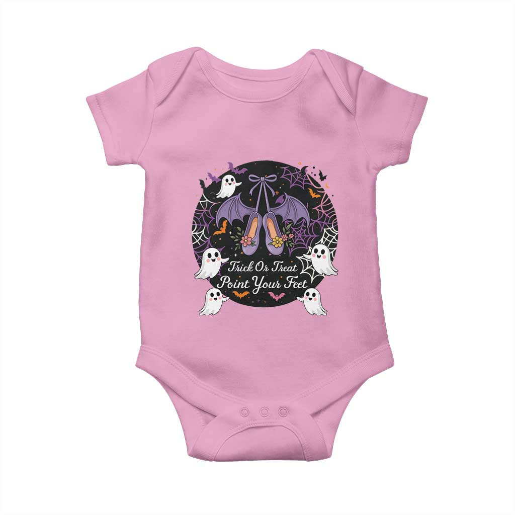 Trick Or Treat Point Your Feet Baby Onesie Funny Halloween Ballet Gift TS12 Light Pink Print Your Wear