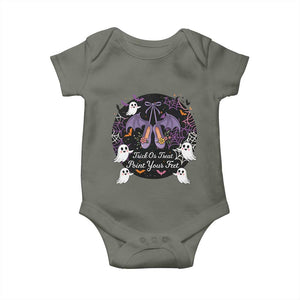 Trick Or Treat Point Your Feet Baby Onesie Funny Halloween Ballet Gift TS12 Military Green Print Your Wear
