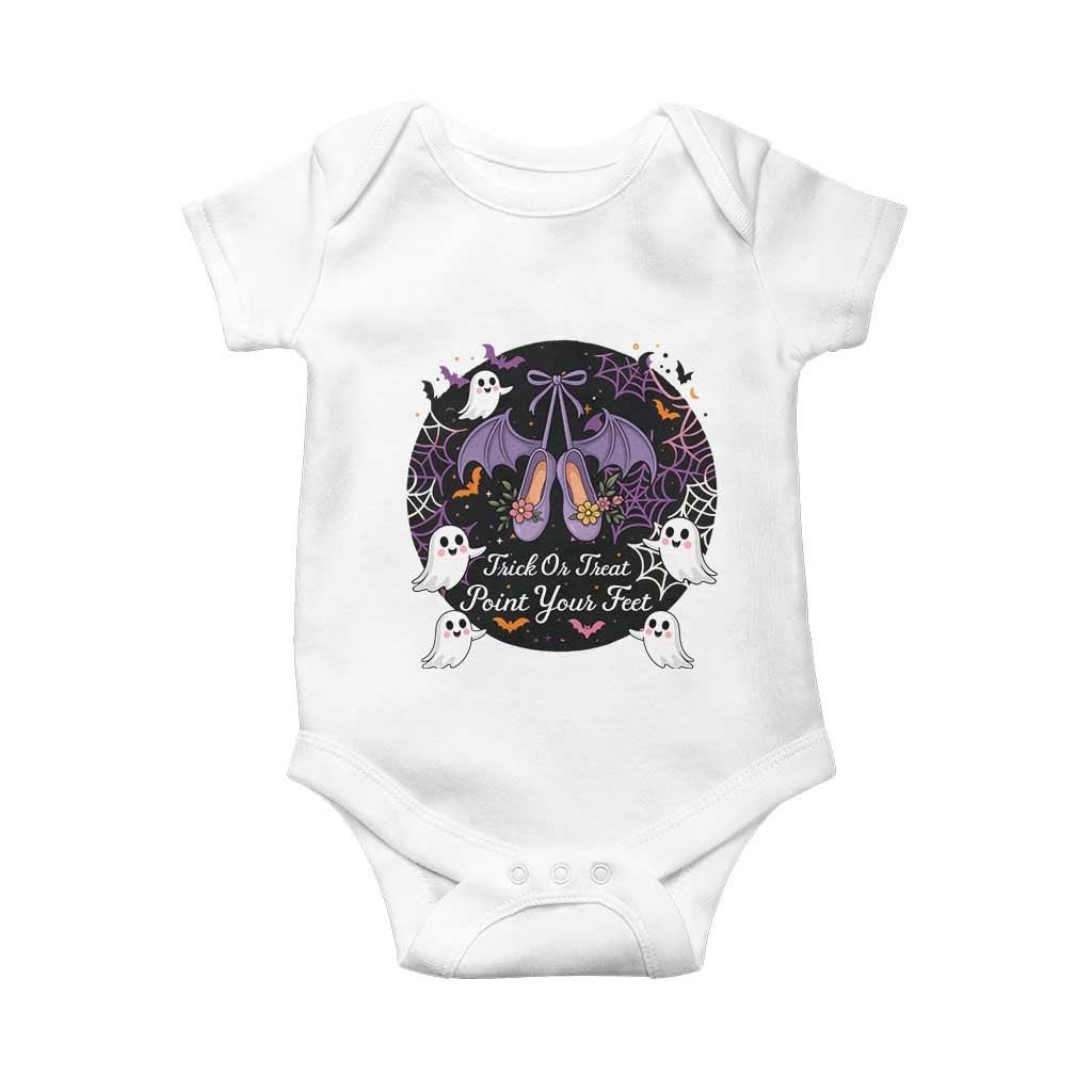 Trick Or Treat Point Your Feet Baby Onesie Funny Halloween Ballet Gift TS12 White Print Your Wear
