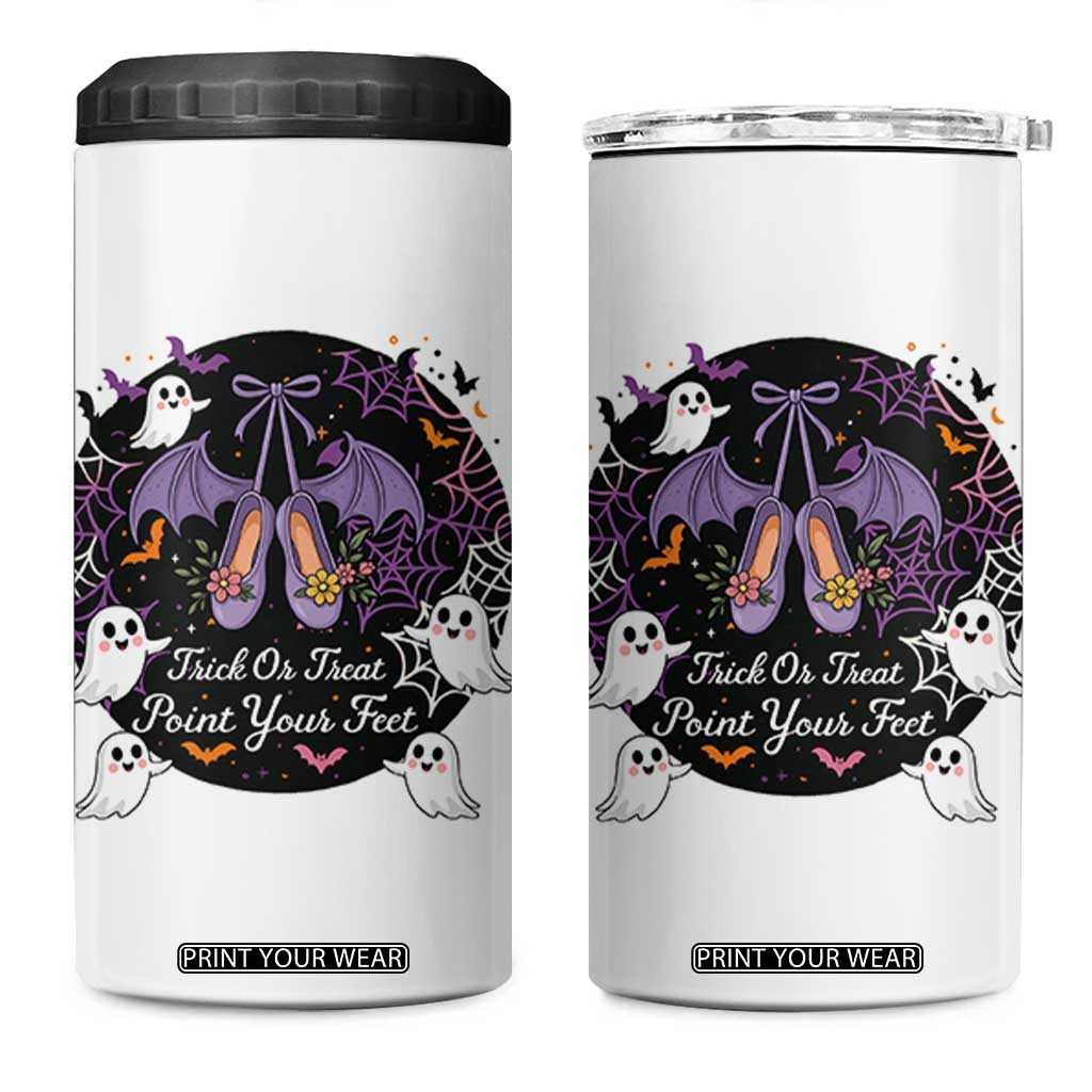 Trick Or Treat Point Your Feet 4 in 1 Can Cooler Tumbler Funny Halloween Ballet Gift TS12 One Size: 16 oz White Print Your Wear