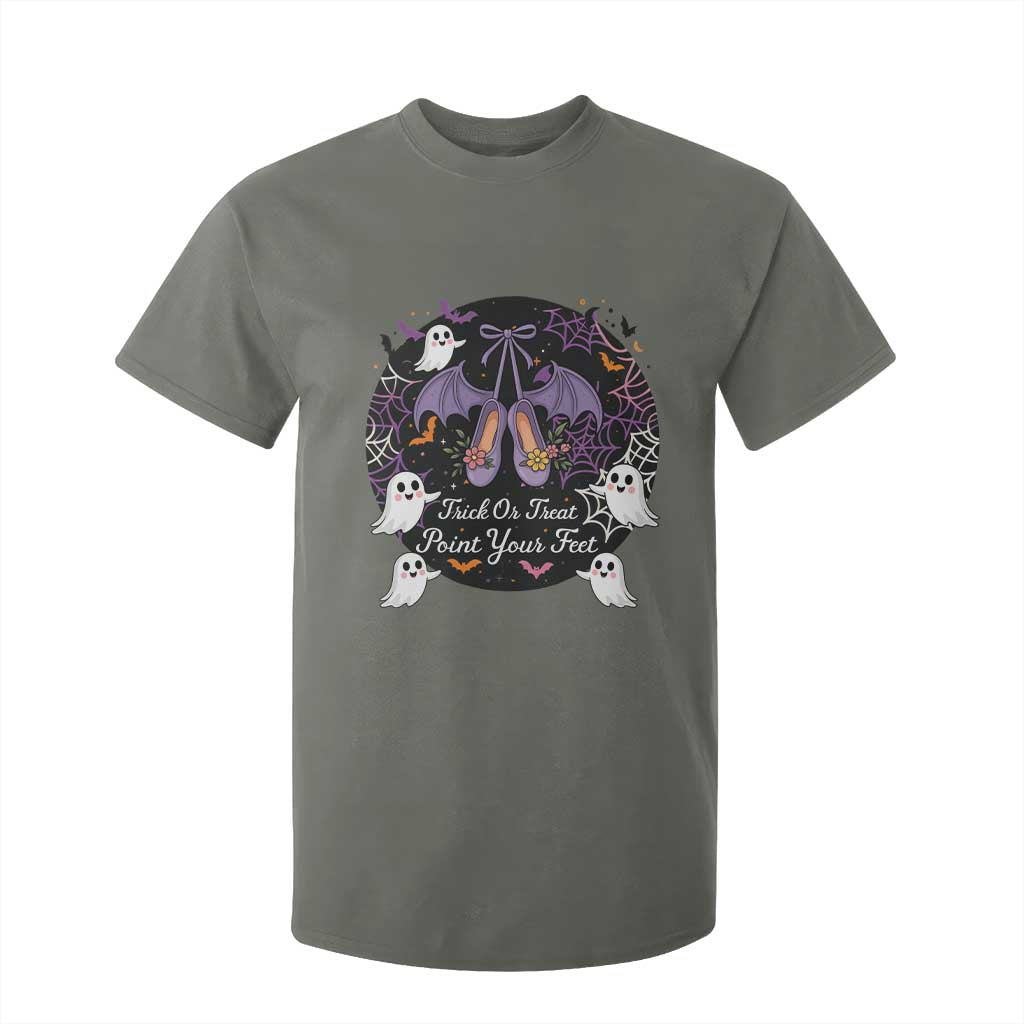 Trick Or Treat Point Your Feet T Shirt For Kid Funny Halloween Ballet Gift TS12 Military Green Print Your Wear