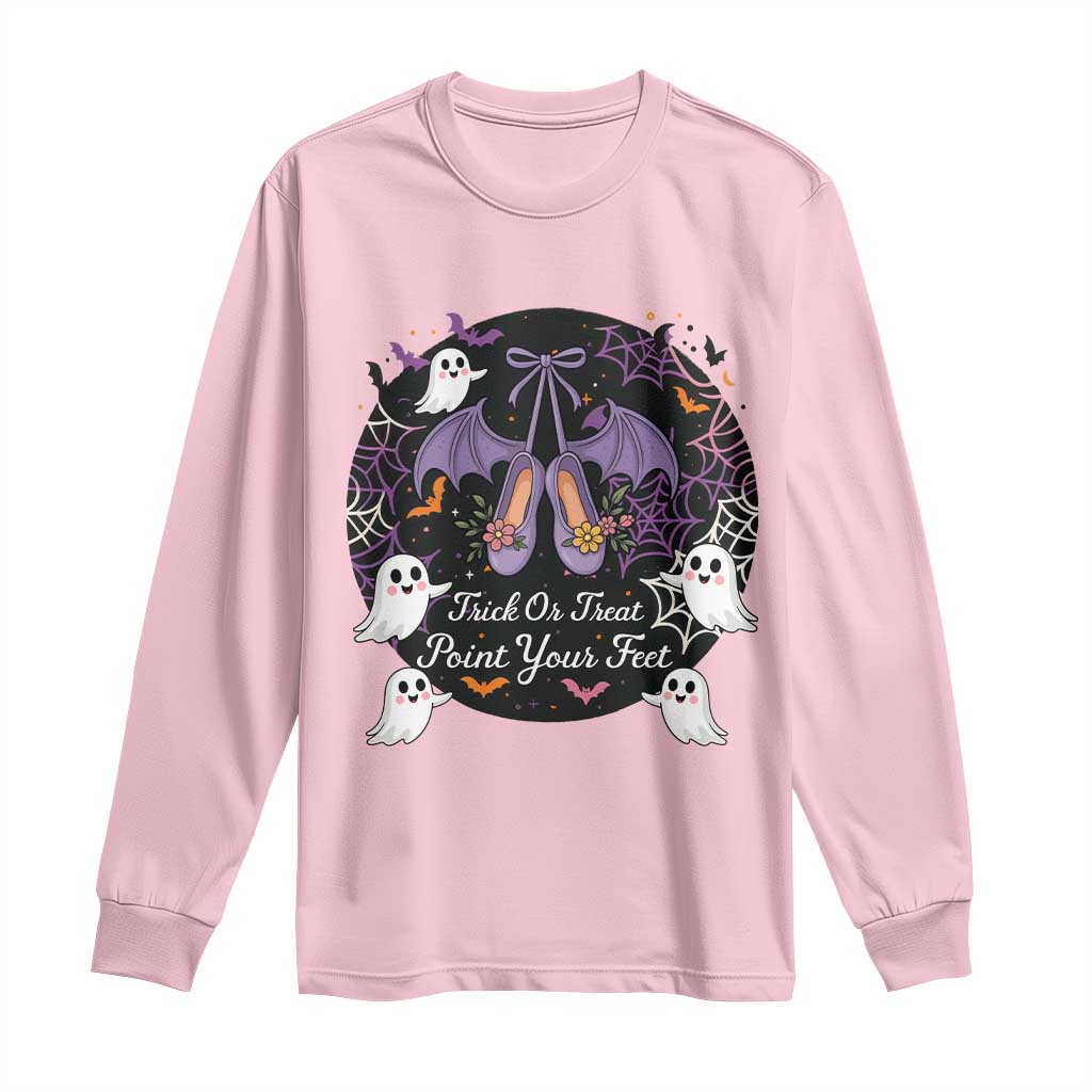 Trick Or Treat Point Your Feet Long Sleeve Shirt Funny Halloween Ballet Gift TS12 Light Pink Print Your Wear
