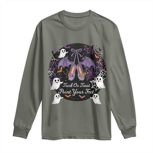 Trick Or Treat Point Your Feet Long Sleeve Shirt Funny Halloween Ballet Gift TS12 Military Green Print Your Wear