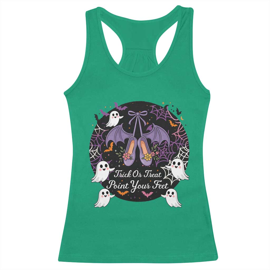 Trick Or Treat Point Your Feet Racerback Tank Top Funny Halloween Ballet Gift TS12 Irish Green Print Your Wear