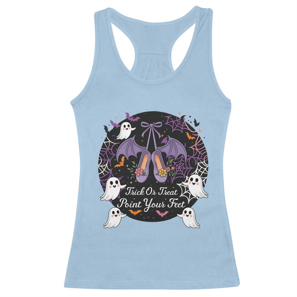 Trick Or Treat Point Your Feet Racerback Tank Top Funny Halloween Ballet Gift TS12 Light Blue Print Your Wear