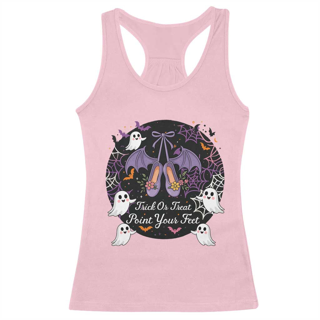 Trick Or Treat Point Your Feet Racerback Tank Top Funny Halloween Ballet Gift TS12 Light Pink Print Your Wear
