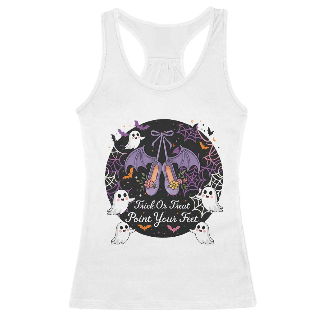 Trick Or Treat Point Your Feet Racerback Tank Top Funny Halloween Ballet Gift TS12 White Print Your Wear