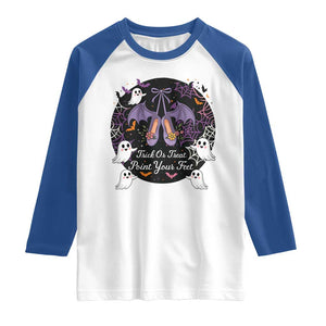 Trick Or Treat Point Your Feet Raglan Shirt Funny Halloween Ballet Gift TS12 White Royal Print Your Wear