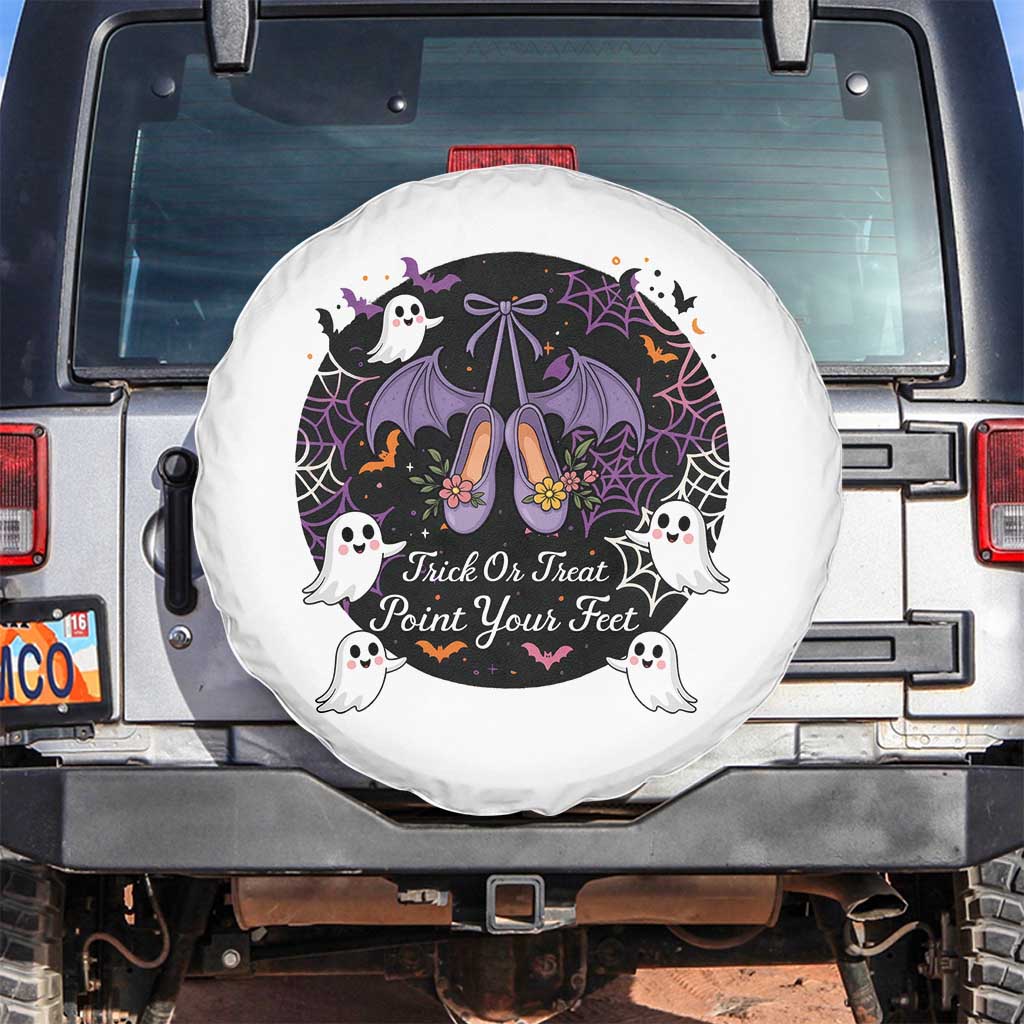 Trick Or Treat Point Your Feet Spare Tire Cover Funny Halloween Ballet Gift TS12 No hole White Print Your Wear