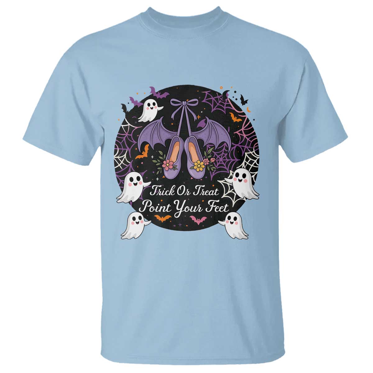 Trick Or Treat Point Your Feet T Shirt Funny Halloween Ballet Gift TS12 Light Blue Print Your Wear