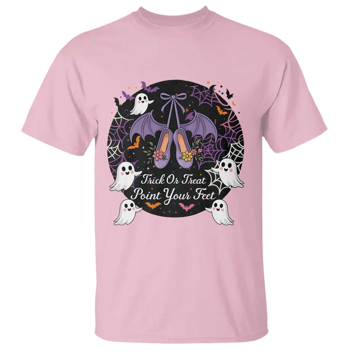 Trick Or Treat Point Your Feet T Shirt Funny Halloween Ballet Gift TS12 Light Pink Print Your Wear