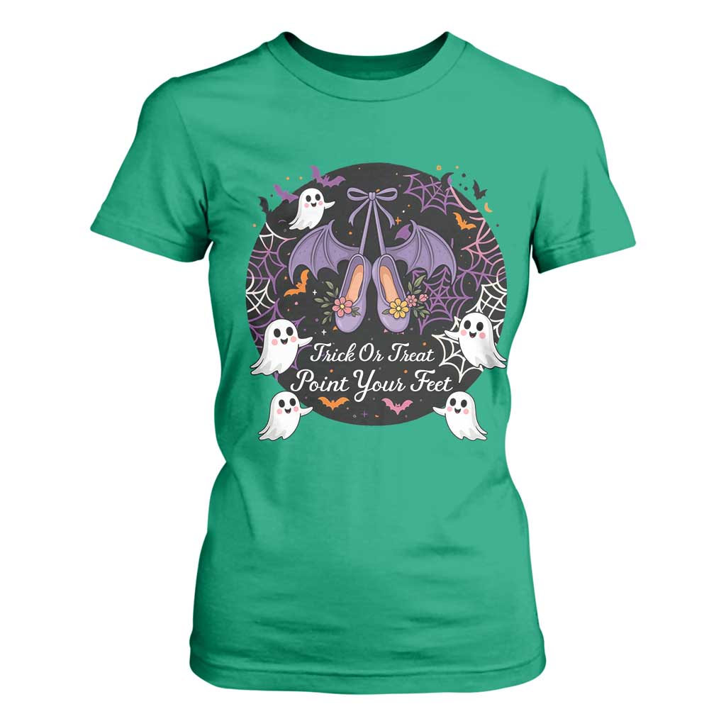 Trick Or Treat Point Your Feet T Shirt For Women Funny Halloween Ballet Gift TS12 Irish Green Print Your Wear