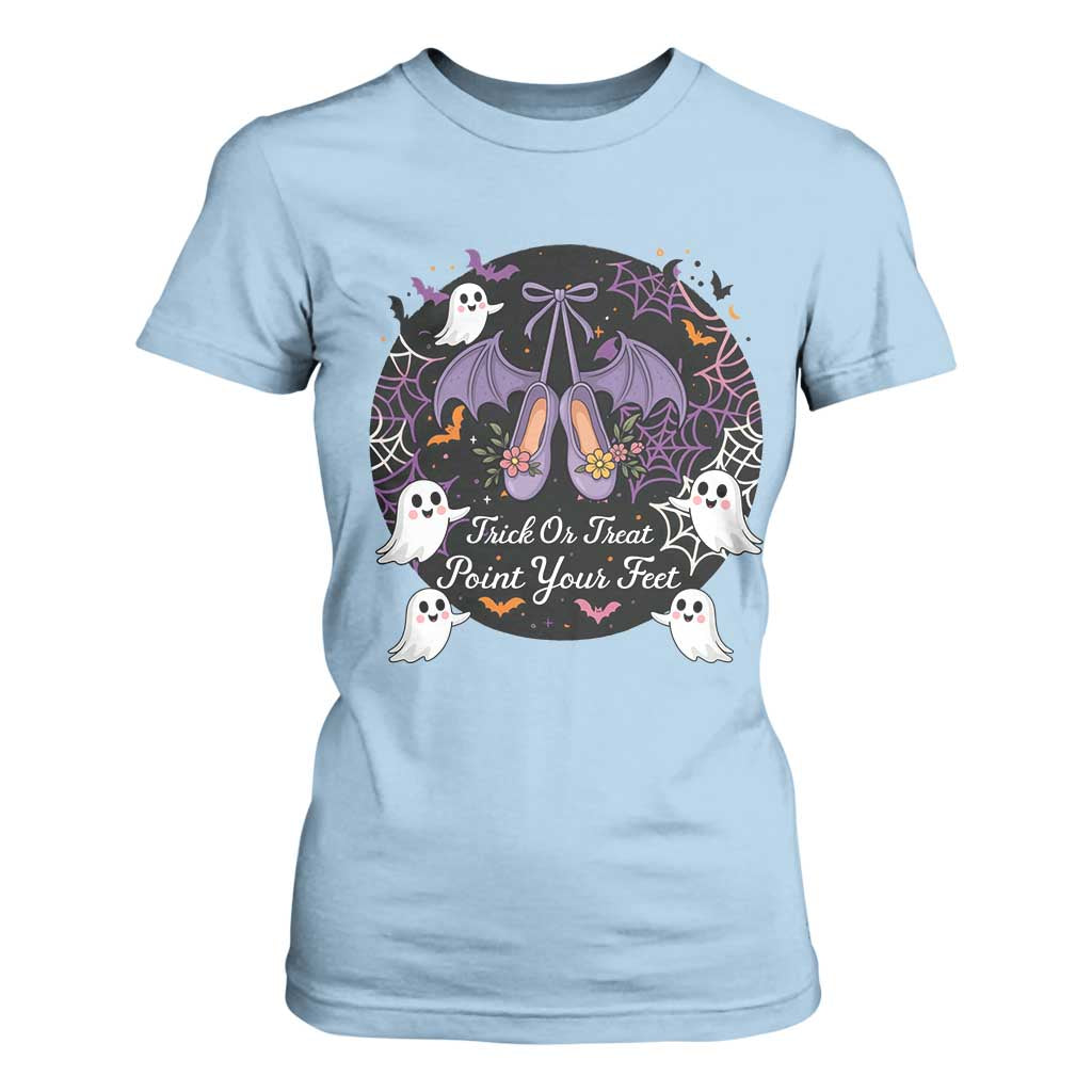 Trick Or Treat Point Your Feet T Shirt For Women Funny Halloween Ballet Gift TS12 Light Blue Print Your Wear