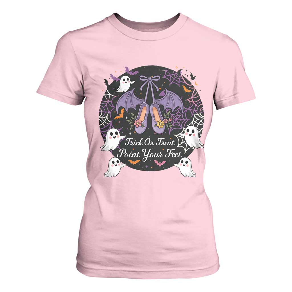 Trick Or Treat Point Your Feet T Shirt For Women Funny Halloween Ballet Gift TS12 Light Pink Print Your Wear