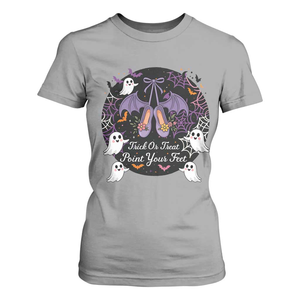 Trick Or Treat Point Your Feet T Shirt For Women Funny Halloween Ballet Gift TS12 Sport Gray Print Your Wear
