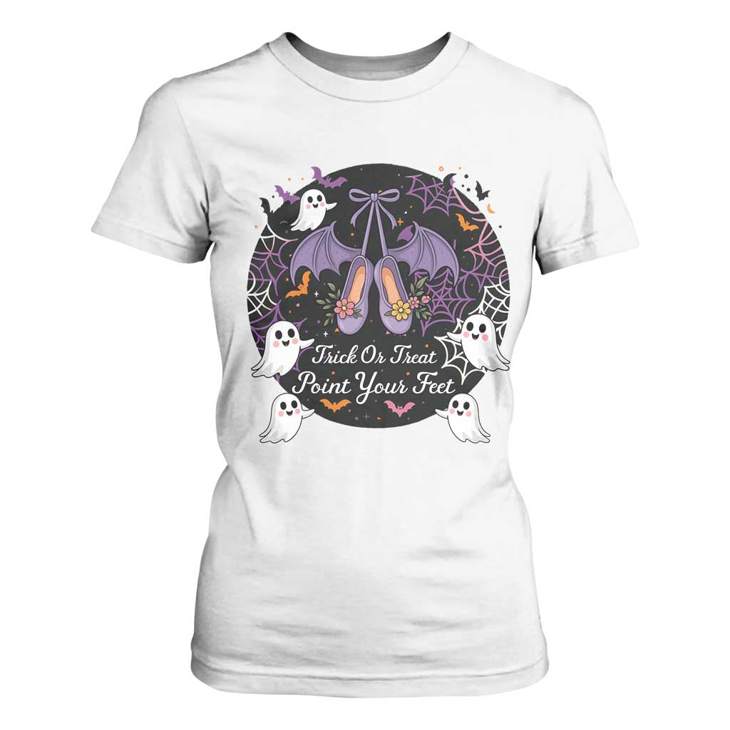 Trick Or Treat Point Your Feet T Shirt For Women Funny Halloween Ballet Gift TS12 White Print Your Wear
