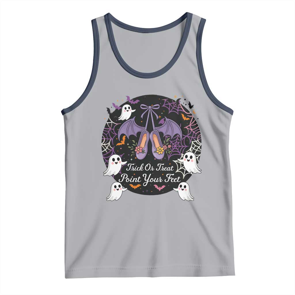 Trick Or Treat Point Your Feet Tank Top Funny Halloween Ballet Gift TS12 Athletic Heather Navy Print Your Wear