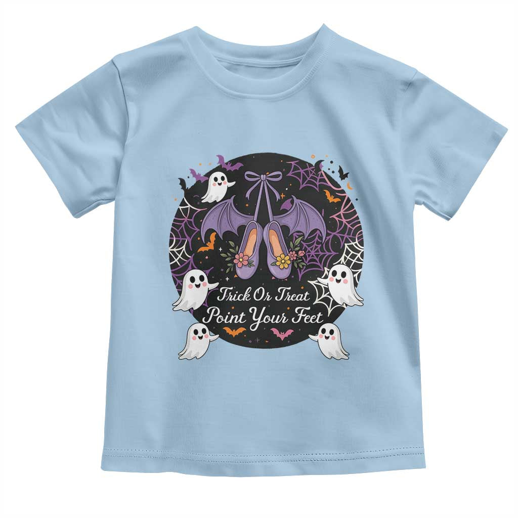 Trick Or Treat Point Your Feet Toddler T Shirt Funny Halloween Ballet Gift TS12 Light Blue Print Your Wear