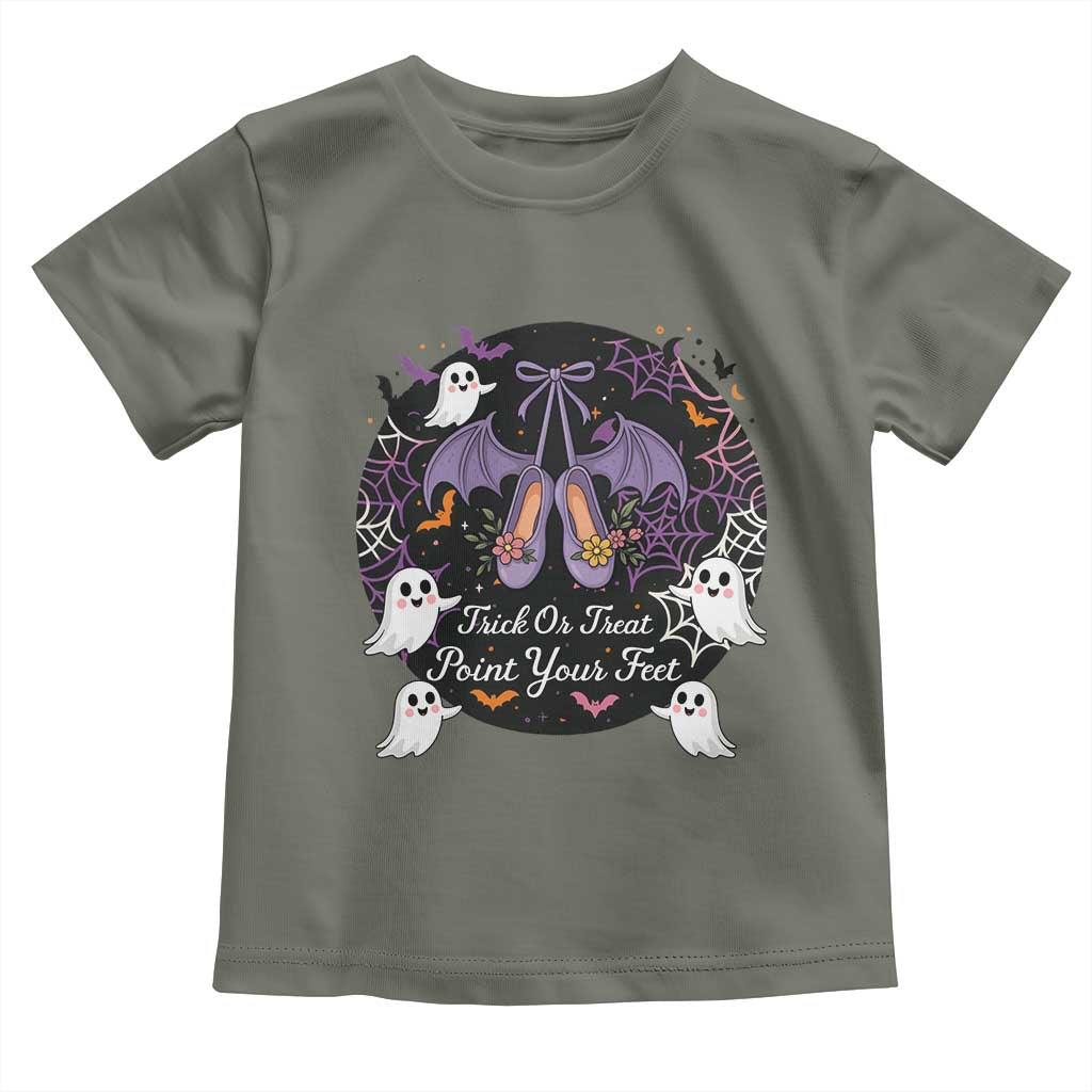Trick Or Treat Point Your Feet Toddler T Shirt Funny Halloween Ballet Gift TS12 Military Green Print Your Wear